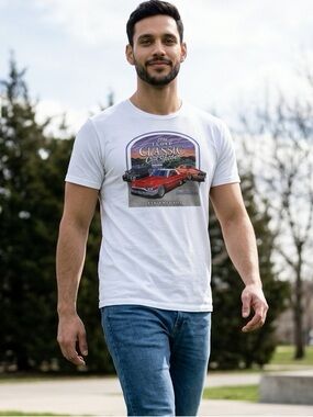 NWOT Unisex 2014 Elko Classic Car Show Nevada White Graphic Tee Shirt- Size 3XL